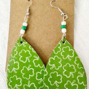 Green Clover Leaf Earrings